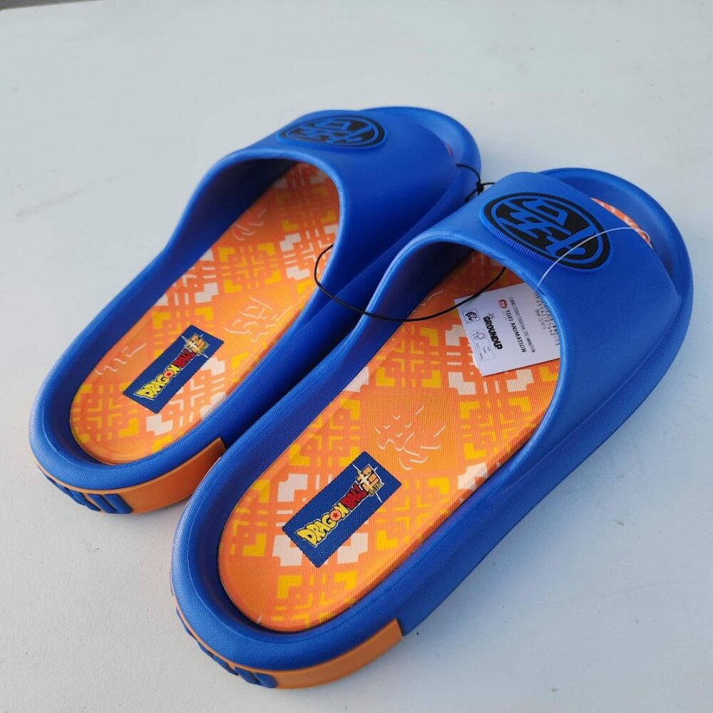 NEW DragonBall Z Dragon Ball Z Men’s Size 7 Slippers Sandals Slides Blue Orange